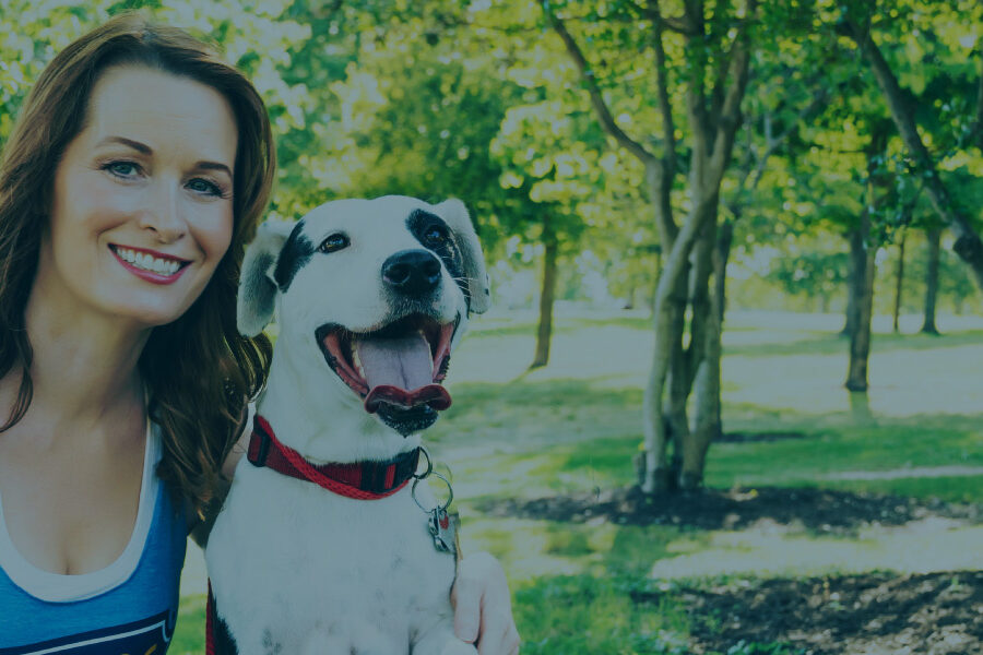 Happy girl and happy dog